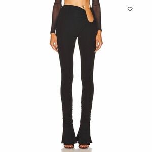 Mugler Black Flare Women's Pants with sculptural detail, size 36